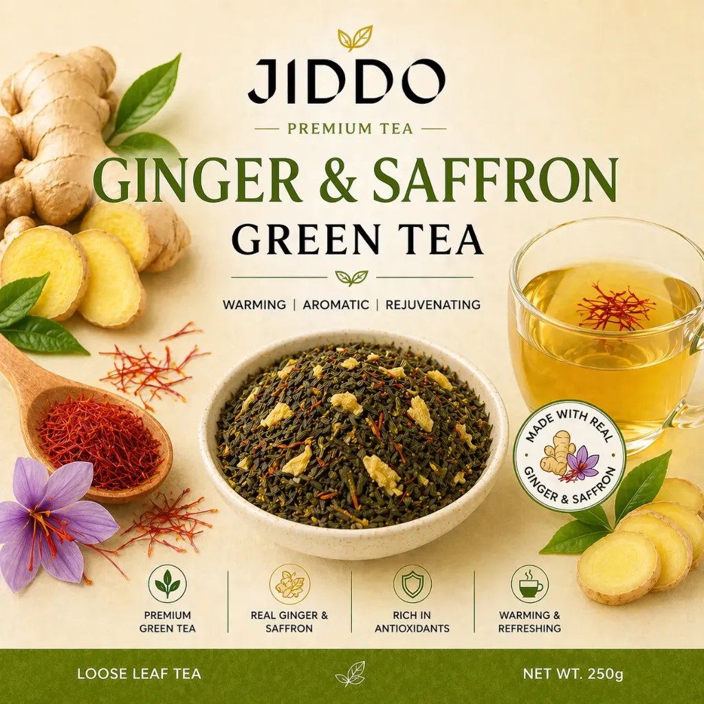 Ginger & Saffron Botanical Green Tea - 250g Loose Leaf